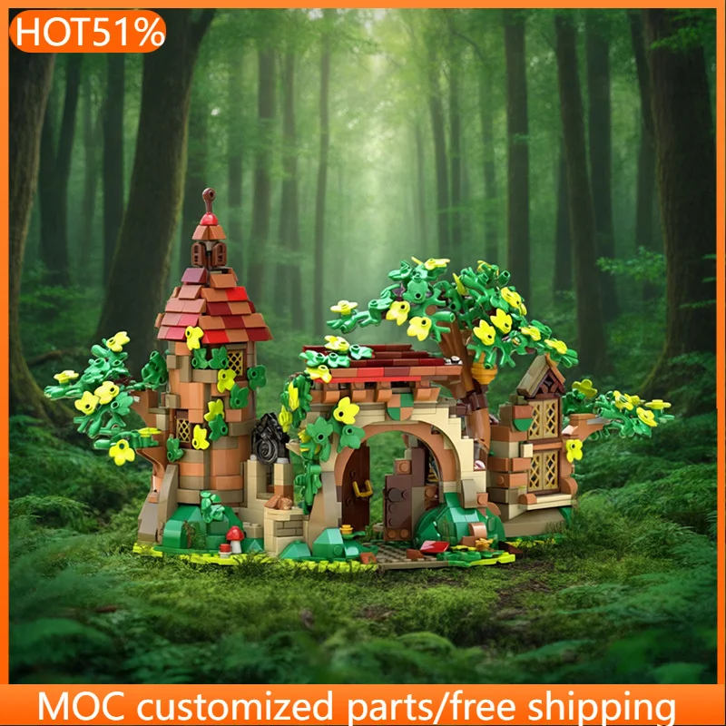 1114 pièces - Ruines urbaines dans la forêt enchantée - MOC - Blocs de construction modulaires personnalisables - Briques créatives - Design créatif - Jouet d'assemblage DIY pour garçons - Cadeau