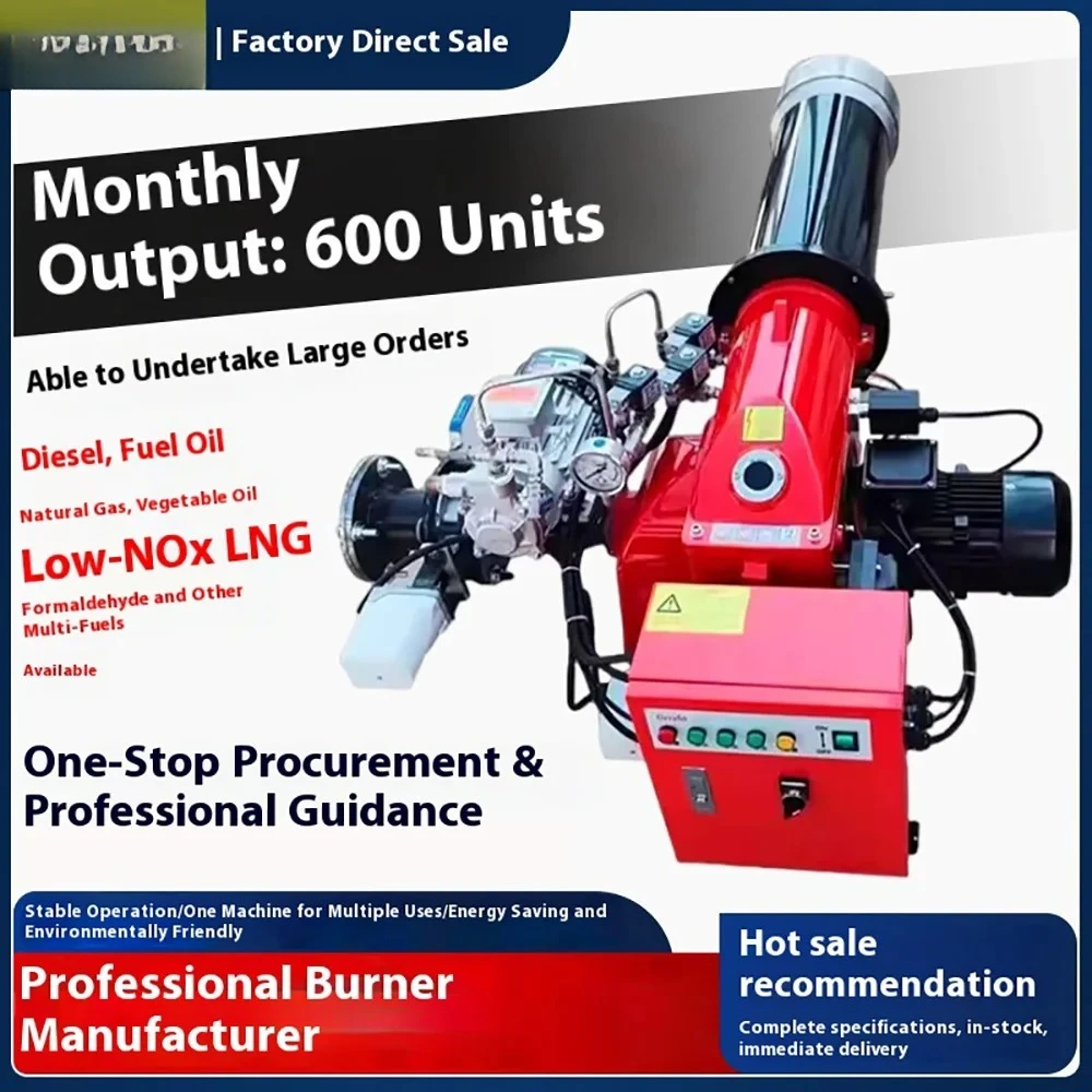 

Low-Nitrogen 100,000 kcal Burner for Boilers - Compatible with Diesel, Natural Gas, Methanol, LPG & Biogas