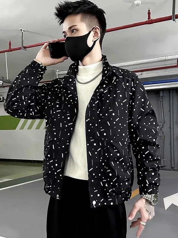 

Casual Faionable Stand Collar Jaet Men's Autumn Winter New Sle Cool Haome High End Feeling Star Outerwear