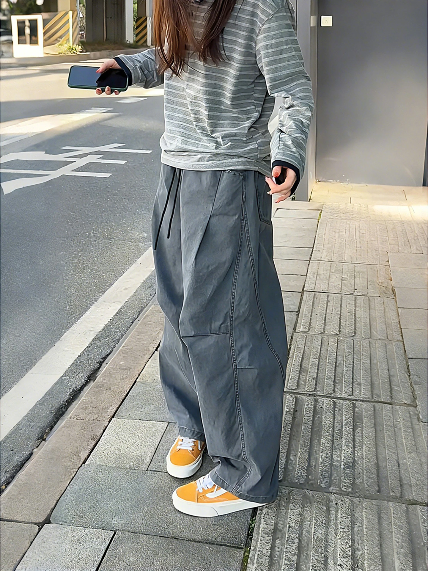 

Waed Workwear Casual Pants Men's Straight Leg Trousers Spring Seasonal Cleanfit Loose Fit Long Trousers ey Color Blo Pl...