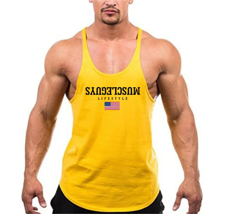 

2022 New Gym Tank Top Men Fitness Clothing Mens Cotton Bodybuilding Tank Tops Summer Gym Clothing for Male Sleeveless Vest Shirt