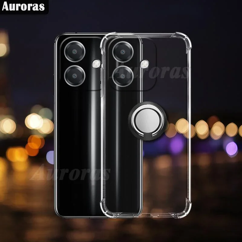 Skinlee For OPPO A40 A60 A80 4G/5G Case Holder Ring Transparent Airbag Shockproof Soft Cover For OPPO A3X 4G/5G Back Casing