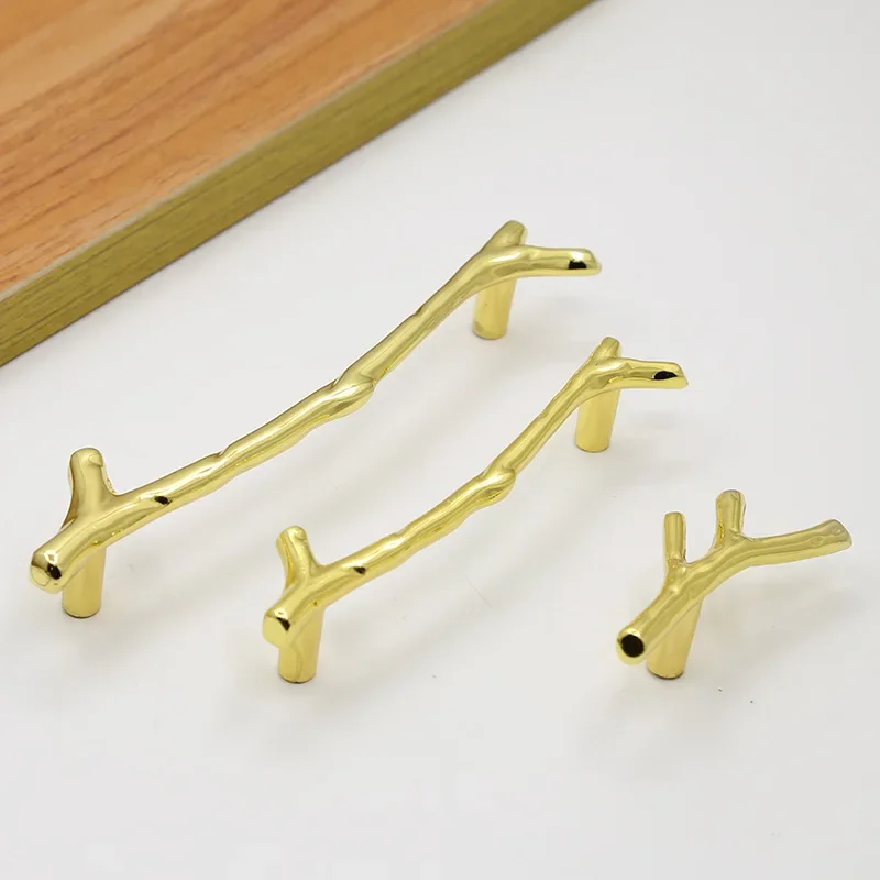 96mm 128mm Branches Handle Drawer Cabinet Door Handles Antique Copper Handle Solid Simple Wardrobe Furniture Cabinet Handles