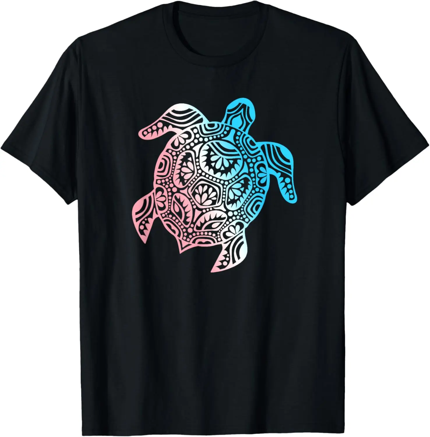 

Trans Pride Turtle Mandala Graphic Tee Retro Groovy LGBTQ Transgender Gift T-Shirt