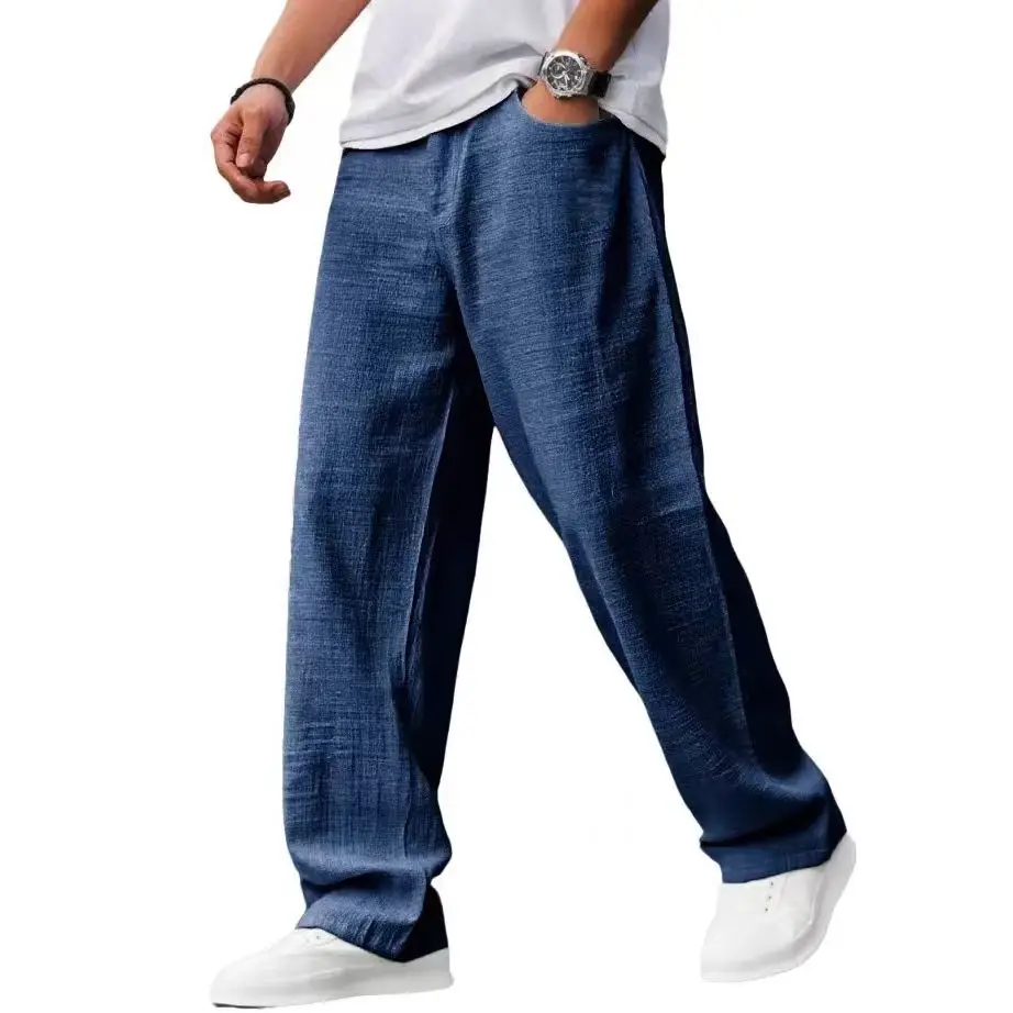 

New Spring Summer Men's Cotton Linen Pants Breathable Solid Color Linen Trousers Men Casual Fitness Streetwear S-3Xl