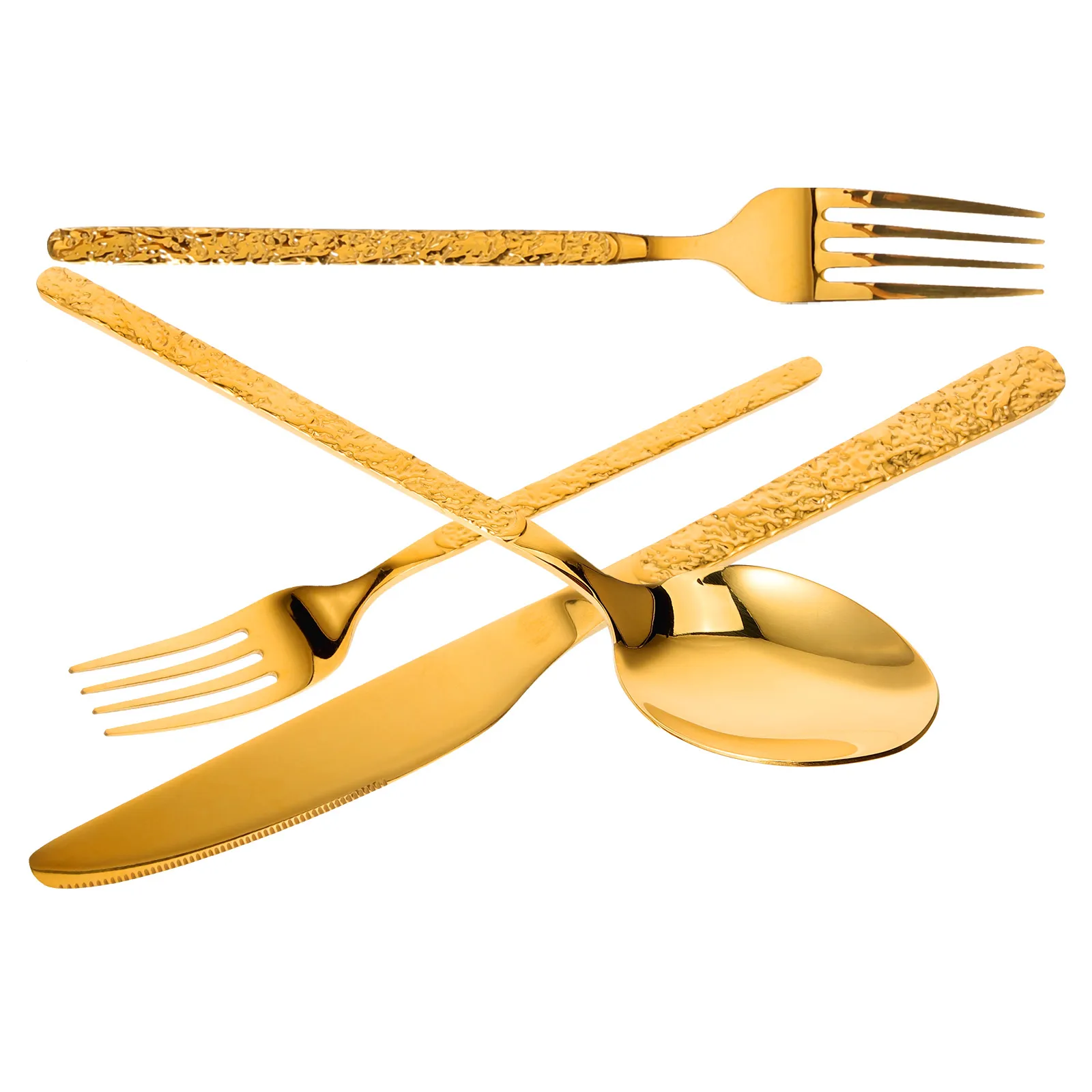 

1 set 1 Set Stainless Steel Flatware Kit Relief Pattern Fork Spoon Cutter Heat Resistant Tableware Set For Kitchen Home