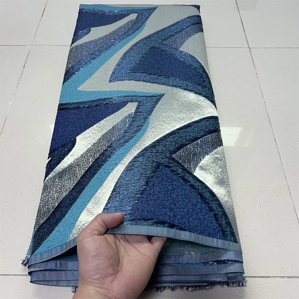 

African Jacquard Brocade Lace Fabric,Embroidery,Evening Dresses,Black,Tulle,Fabrics By The Meter,High Quality,Designer,5 Yards