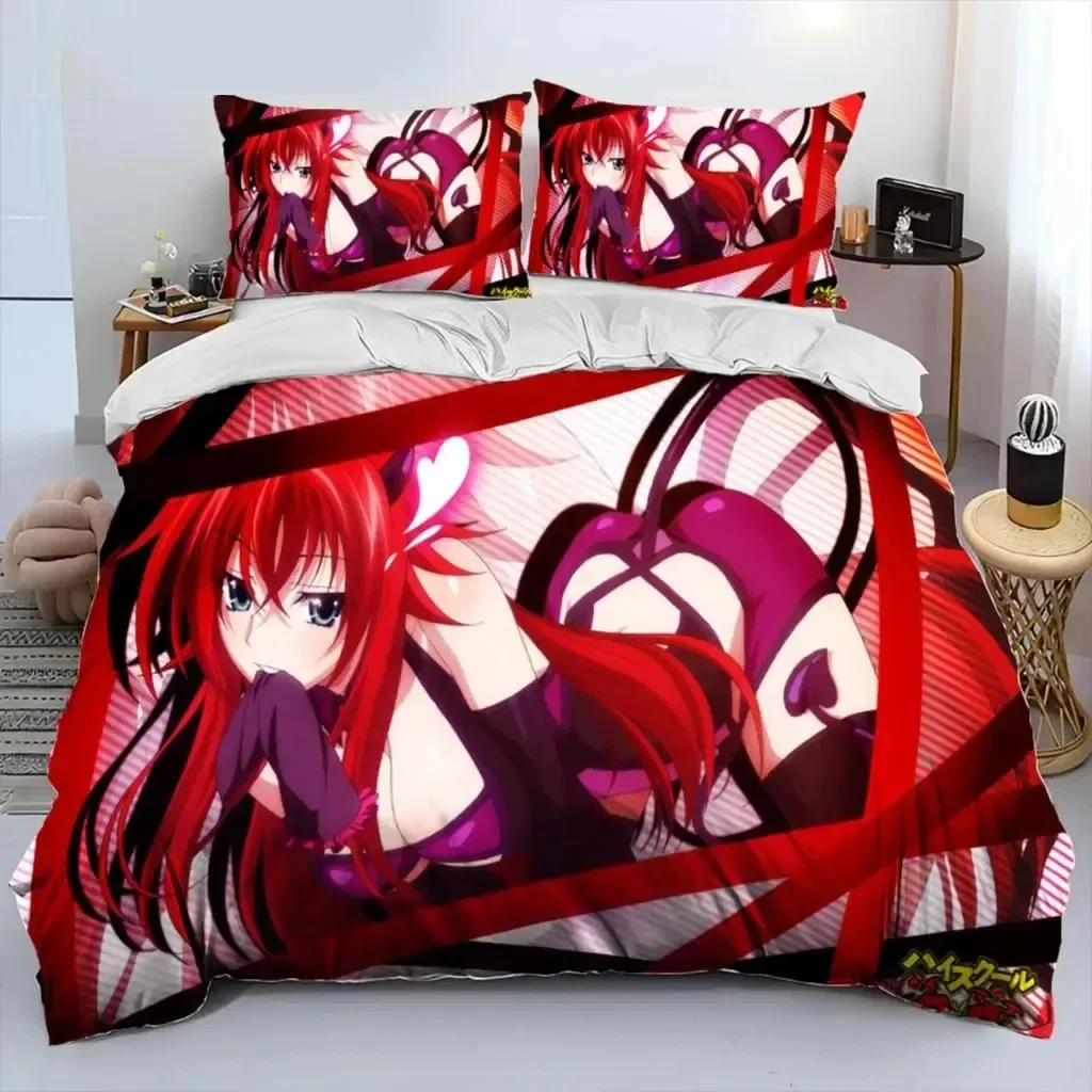 Anime High School DxD Sexy Rias Bedding Set Boys Girls Twin Queen Size Duvet Cover Pillowcase Bed Kids Adult Home Textileextile