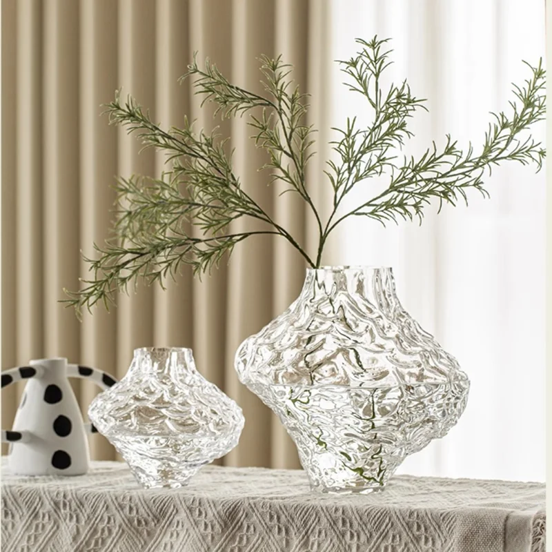 Nordic Valley Glass Vase Irregular Scandi Centerpiece for Home Table Decor Desk Floral Anniversary Gift for Women and Couples