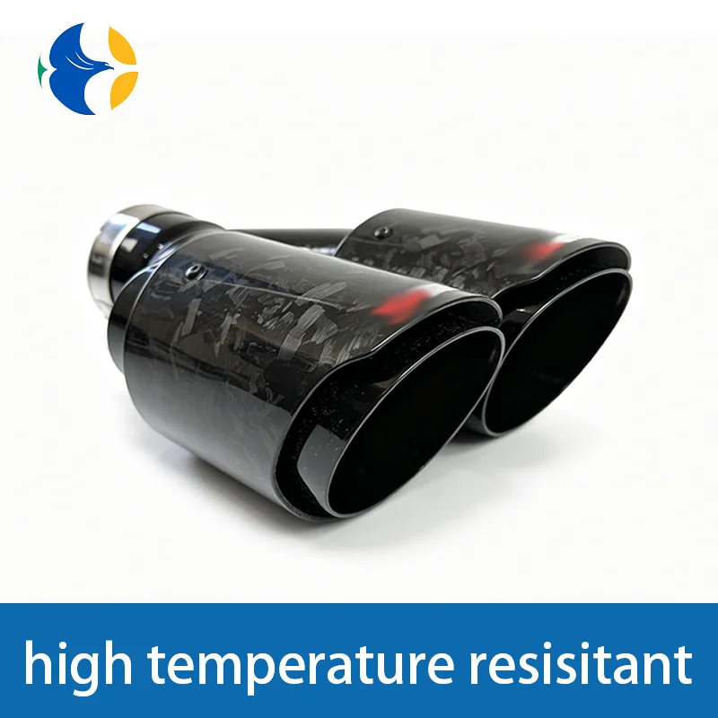 1 pcs AK Logo Forged Carbon Fiber Dual Exhaust Tip Universal Stainless Steel Car Muffler