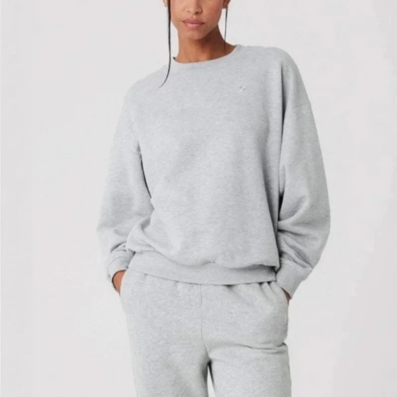 أسود جولة الرقبة طويلة الأكمام البلوز أزياء فضفاضة زوجين بلوزات بلون بسيط إلكتروني الرياضة القطن السترة المرأة #5