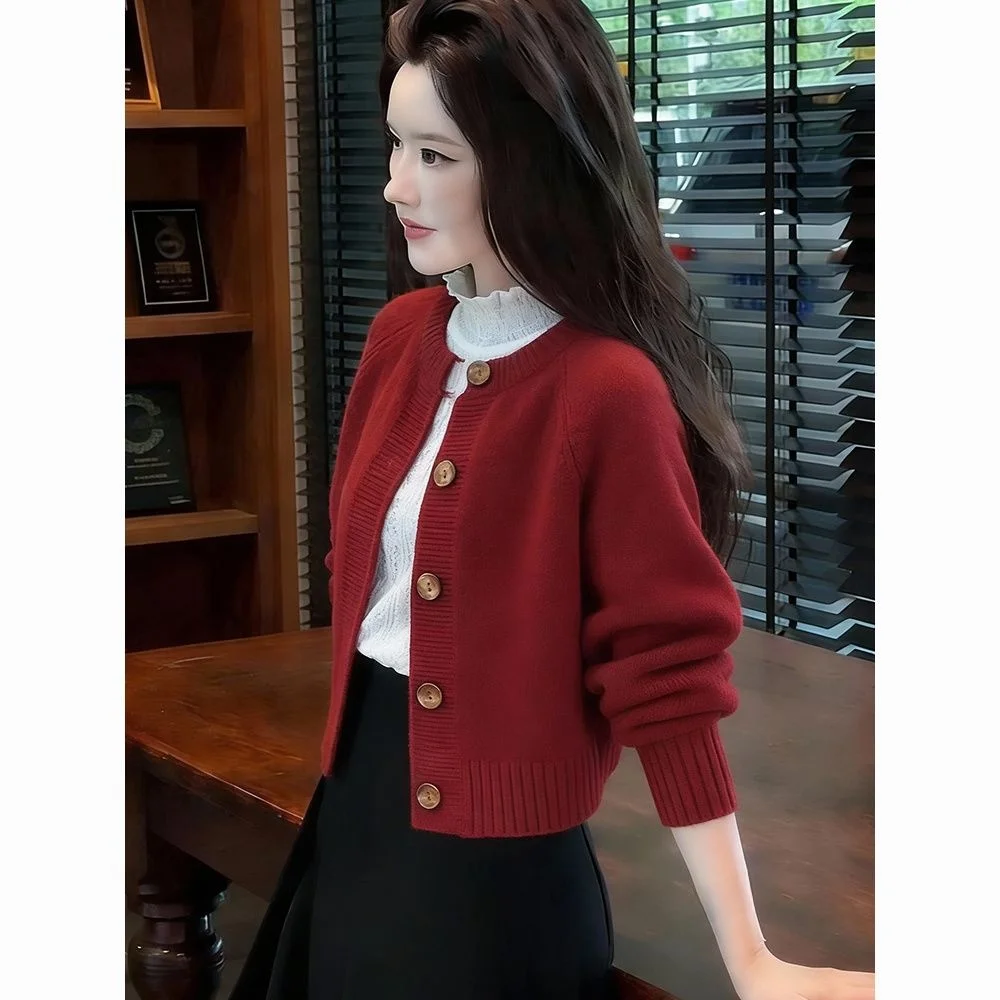 

Premium Knitted Sweater Non-Balloning Base Layer Top Long Sleeve round Neck Regular Fit Chinese Style Women's Fashion Guangzhou