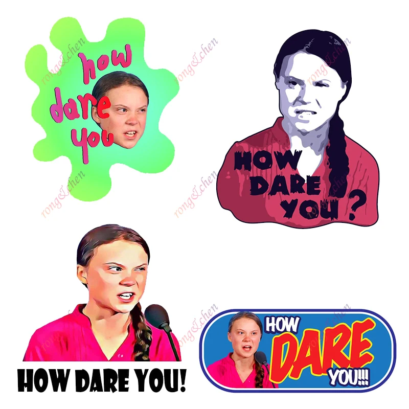 Greta Thunberg Car Sticker How Dare You! for Car Motorcycle Racing Helmet Laptop Trunk Body Car Window Surfboard PVC Vinyl Decal