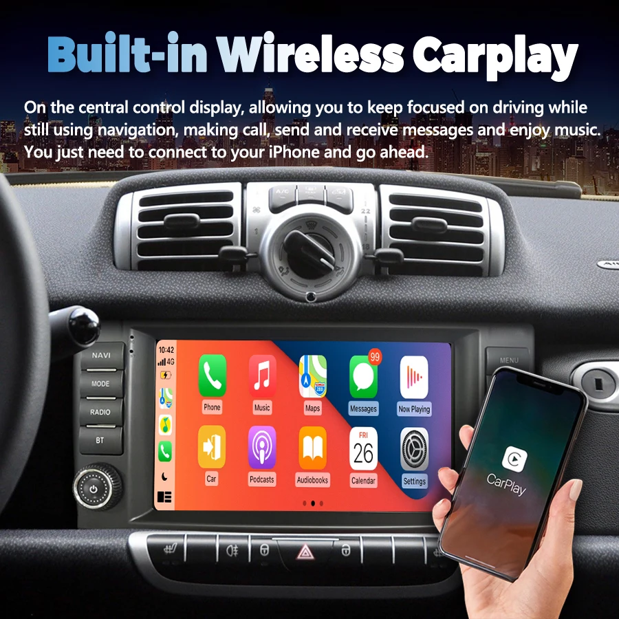 9inch Android For Mercedes Benz Smart Fortwo 451 453 2011-2015 GPS Navigation Carplay Stereo Car Multimedia Player Autoradio DSP