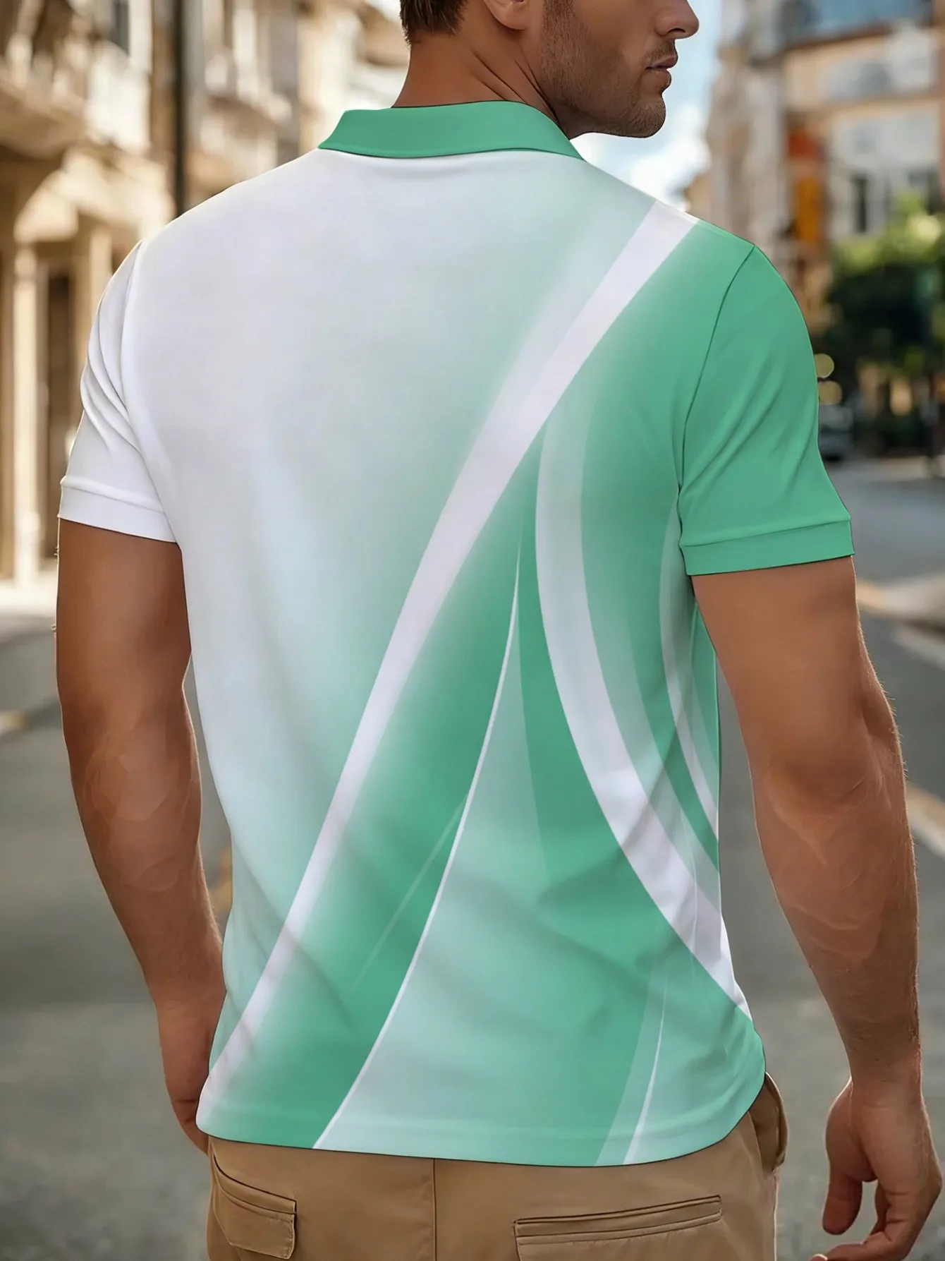 2026 Summer New Style Men's Short-Sleeved Polo Shirt With 3D Stripes Pattern Print - Street Casual Fashion Style t shirts