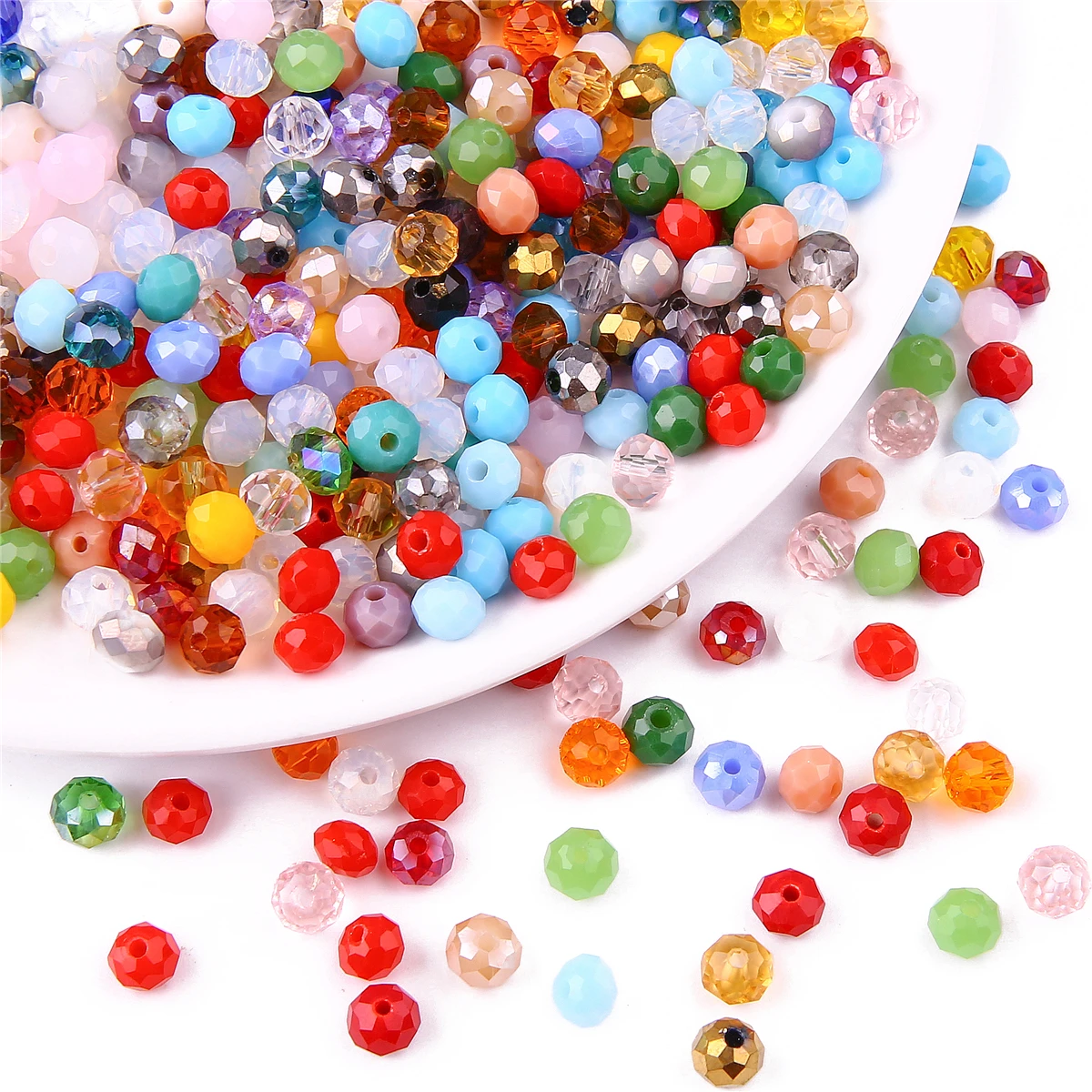 About 100Pcs Glass Crystal Wheel Beads Scattered Beads Separated Beads Handmade DIY Bracelet Necklace Earrings Glass Jewelry Acc