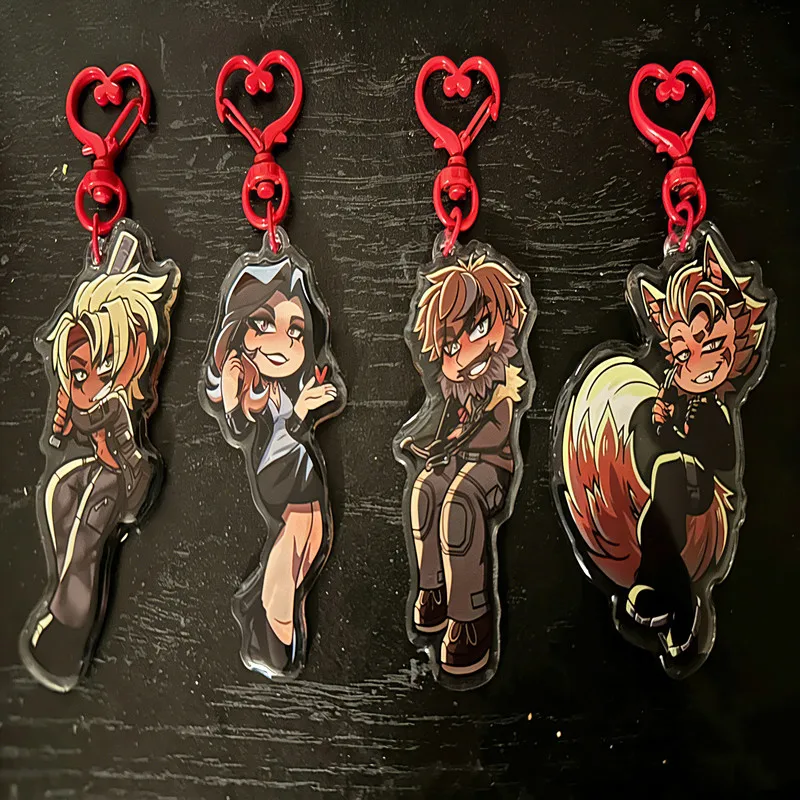 Llaveros Acrílicos Inspirados en TPOF - Abalorios de Fan Art de Celia, Derek, Mason y Fox |   Regalo personalizado para gamers: El poder de los cuatro fans