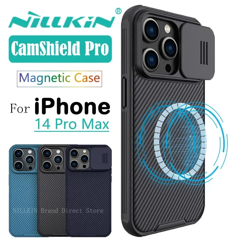 

NILLKIN Magnetic Case for iPhone 14 Pro Max, Privacy Protection Back Cover, CamShield Pro, MagSafe, Slide Camera, Shock Proof