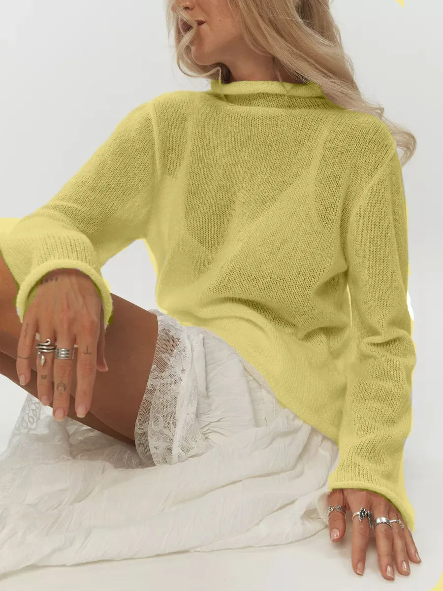 2025 Autumn New Women's Hollow-out Sweater Ins Style Soft and Loose Knitted Long-sleeve Overgarment - Image 6