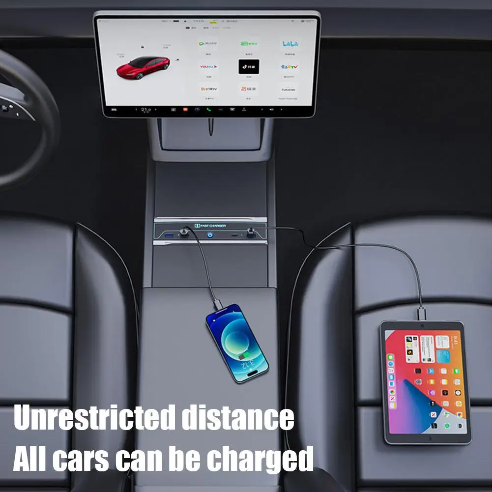 Car Docking Station For Tesla Highland 2024 USB Port Quick Charger Car Adapter Powered Splitter Extension J5R2