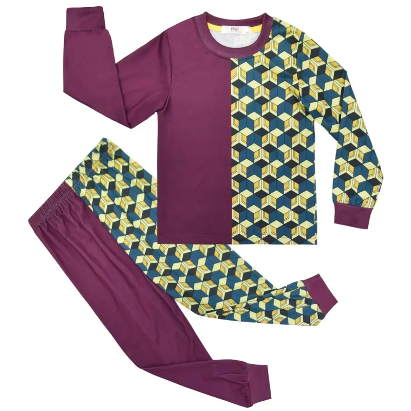 QQ8 شيطان القاتل كامادو تانجيتو كامادو Nezuko Agatsuma Zenitsu بدلة خدمة منزلية للأطفال بأكمام قصيرة بيجامة من قطعتين 5Lk¥