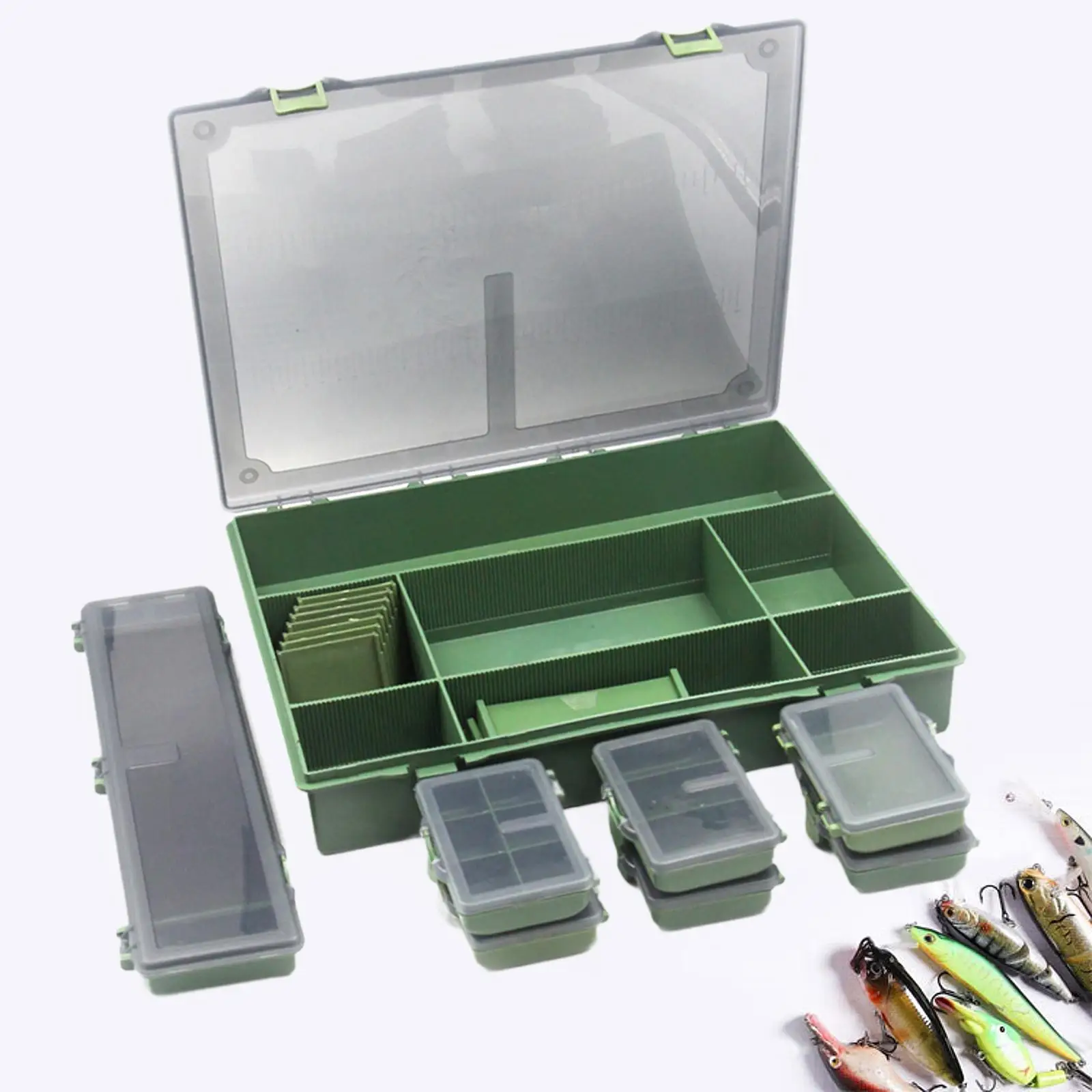タックルボックス-コンパクトオーガナイザーケース-取り外し可能な仕切り付きポータブルタックルトレイ