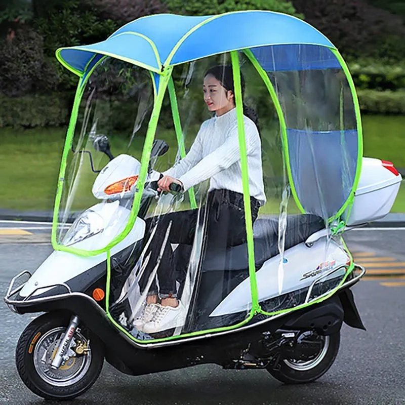 Paraguas transparente con batería para lluvia de coche, refugio para lluvia, toldo para lluvia, carpa, paraguas, cobertizo, refugio para lluvia, dosel de almacenamiento para motocicleta