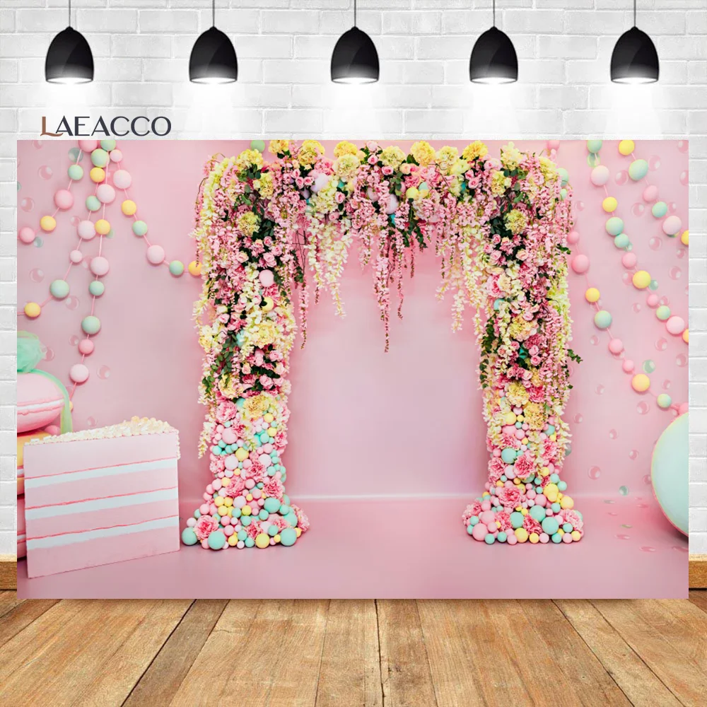 Laeacco Sơ Sinh Sinh Nhật Hình Nền Bóng Mây Hoa Quà Tặng Biểu Ngữ Tùy Chỉnh Chụp Ảnh Phông Nền Chụp Ảnh Phòng Thu