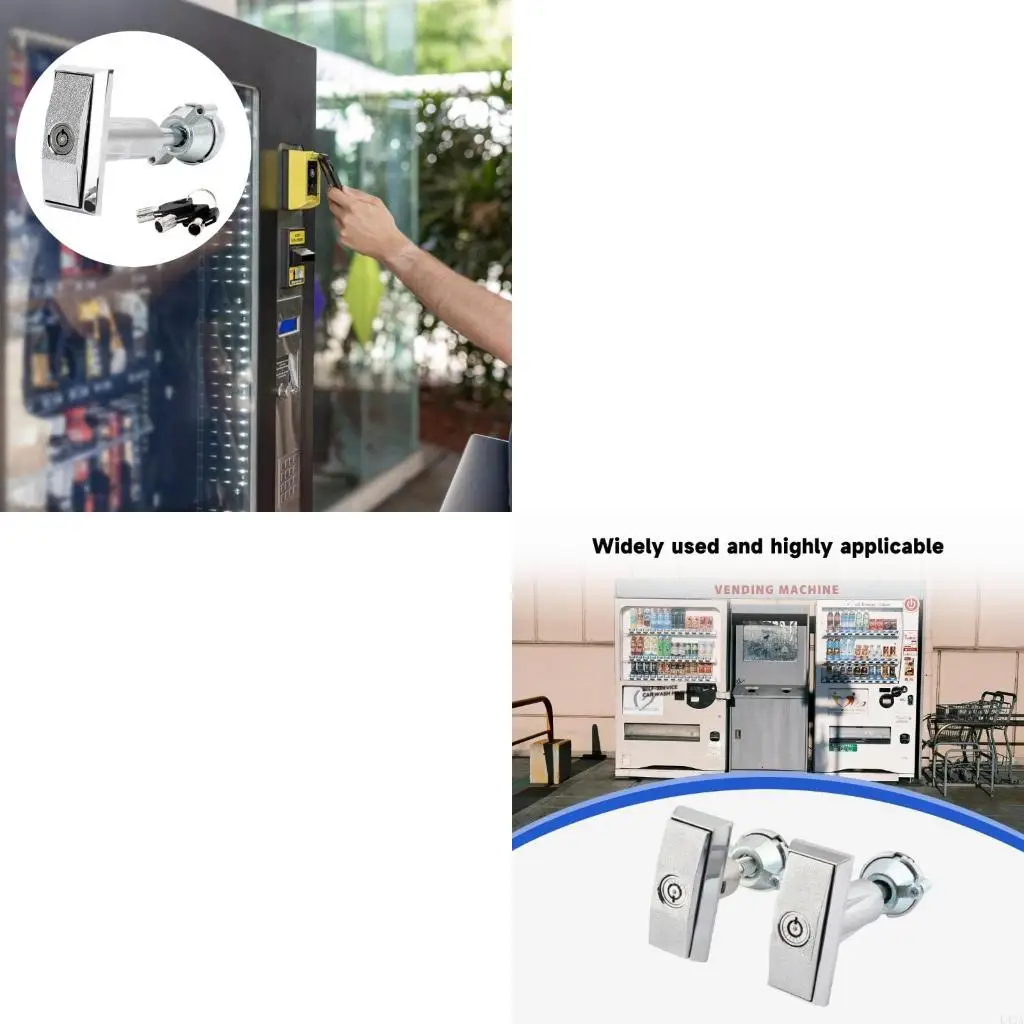 L43A Rectangular Front Plate Lock Set, Extended Body Machine Door Lock with 3 Matching Openers for Repair, Access Service, and