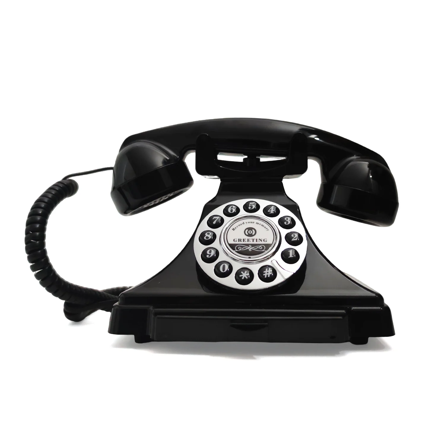 Audio-Nachrichten-Gästebuch Hochzeitstelefon Retro-Drehscheiben-Stil Antikes Telefon Gästebuch-Telefon Sprachaufzeichnungsgerät für Hochzeitsfeier – Detail 8