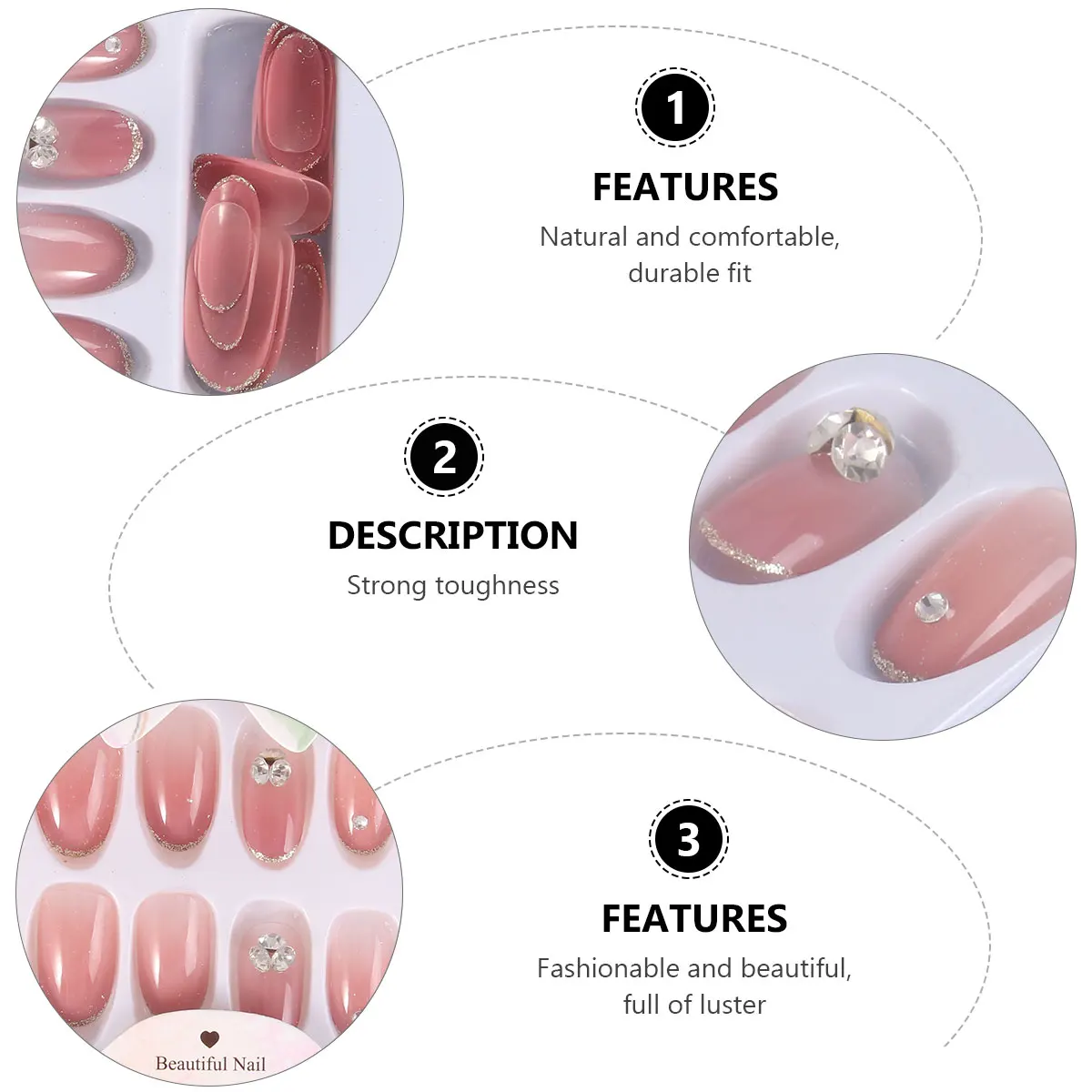섬세한 가짜 손톱 거짓 키트 끈적 거리는 네일 패치 여성을위한 인공 네일 아트 스티커 매니큐어 용품
