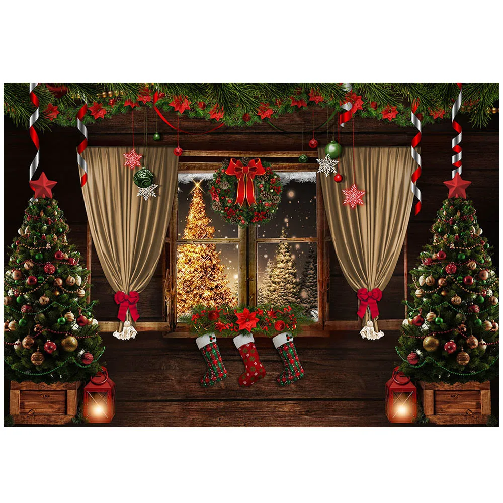 Mocsicka-木製の壁の窓,クリスマスの写真の背景,ゴールドカラー,ハロウィーン,クリスマスの肖像画