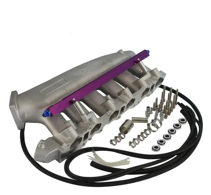 Cast Intake Manifold Plenum + Fuel Rail For   R32 R33 RB25 RB25DET GTS-T Blue/ Black /Purple