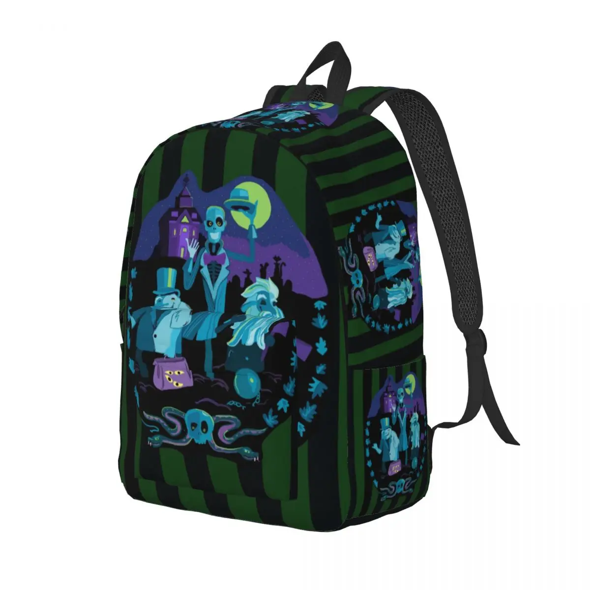 Customized Haunted Mansion Canvas Backpack Men Women Fashion Bookbag for School College Halloween Ghost Bags