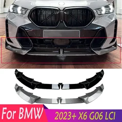 Per BMW 2023+ X6 G06 LCI M Sport Car Gloss Nero o Carbon Look Paraurti anteriore Lip Spoiler Splitter Diffusore Body Kit