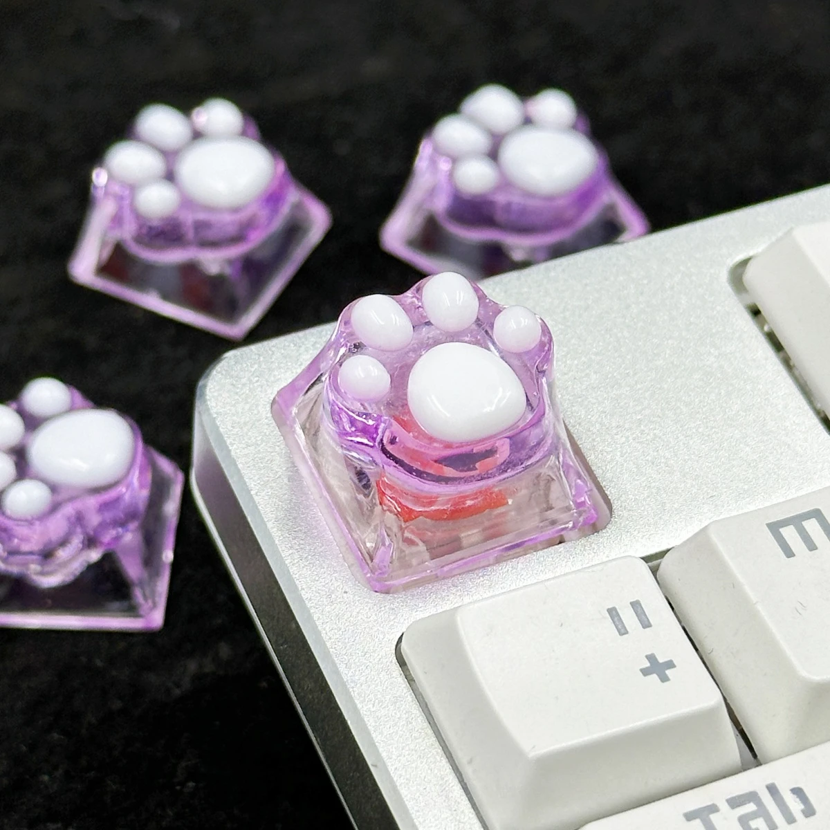 1pc Cute Cat Claw Keycap Handmade Transparent Resin Keycaps for Mechanical Keyboard Personalized Crystal Translucent ESC Key Cap