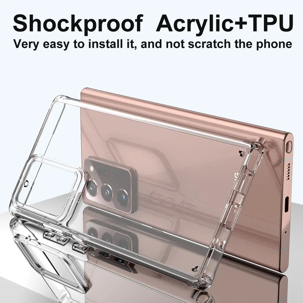 Ultra-thin Clear Crystal Shockproof Case For Samsung Galaxy Note 20 Ultra S24 S23 S22 S21 FE S20 S10 Plus Acrylic Back Cover