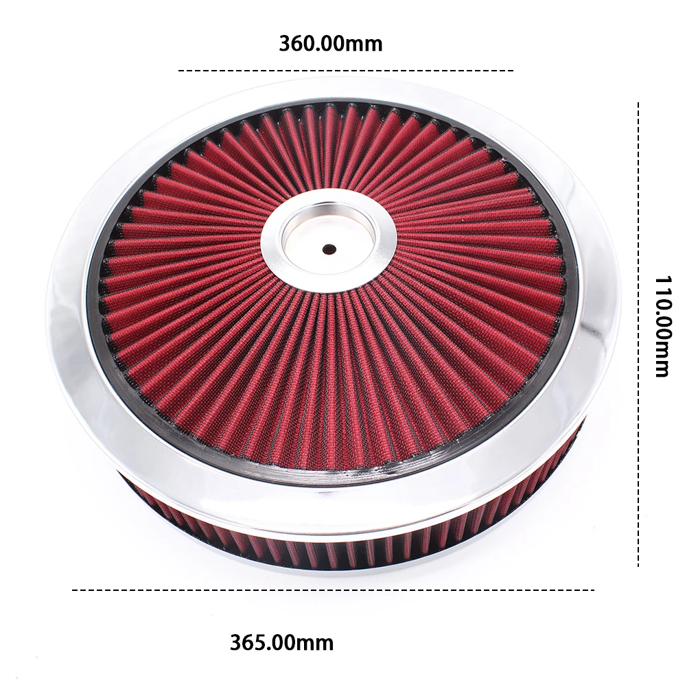 Washable Reusable Round Air Filter Element Kit Flow-Thru Lid High Flow Replacement Air Cleaner for 5-1/8 Inch Neck Flange