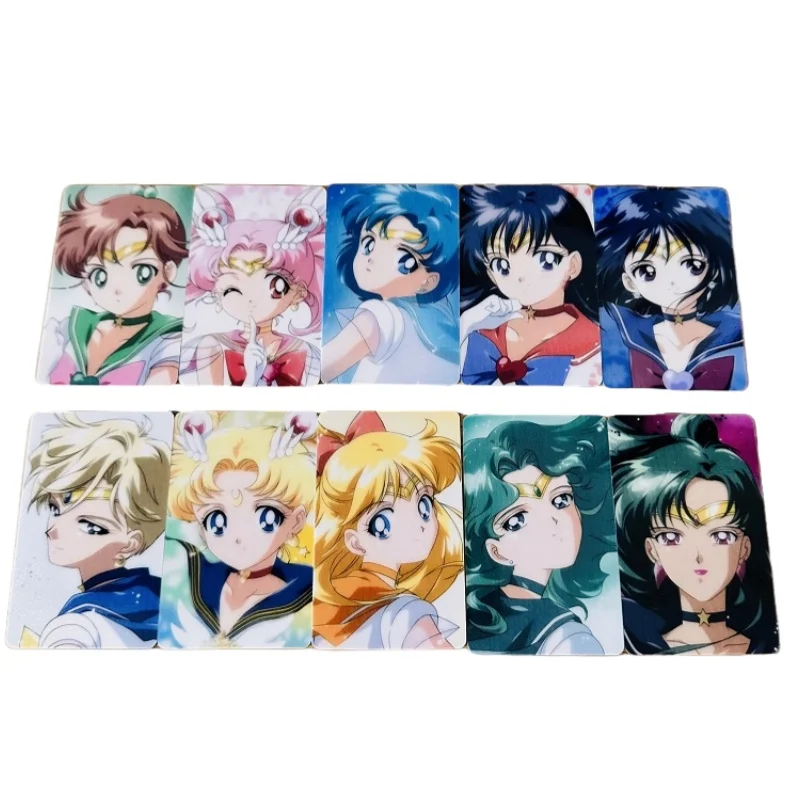 10 Sheet Sailor Moon Flash Card Tsukino Usagi Aino Minako Chibiusa Diy Stickable Series Action Toy Figures Anime Game Collection