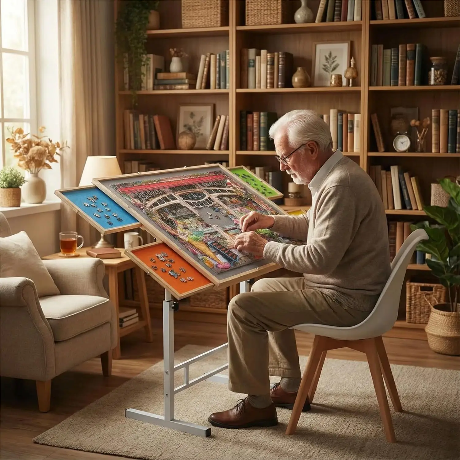 1500 Piece Puzzle Table with Drawers, 35