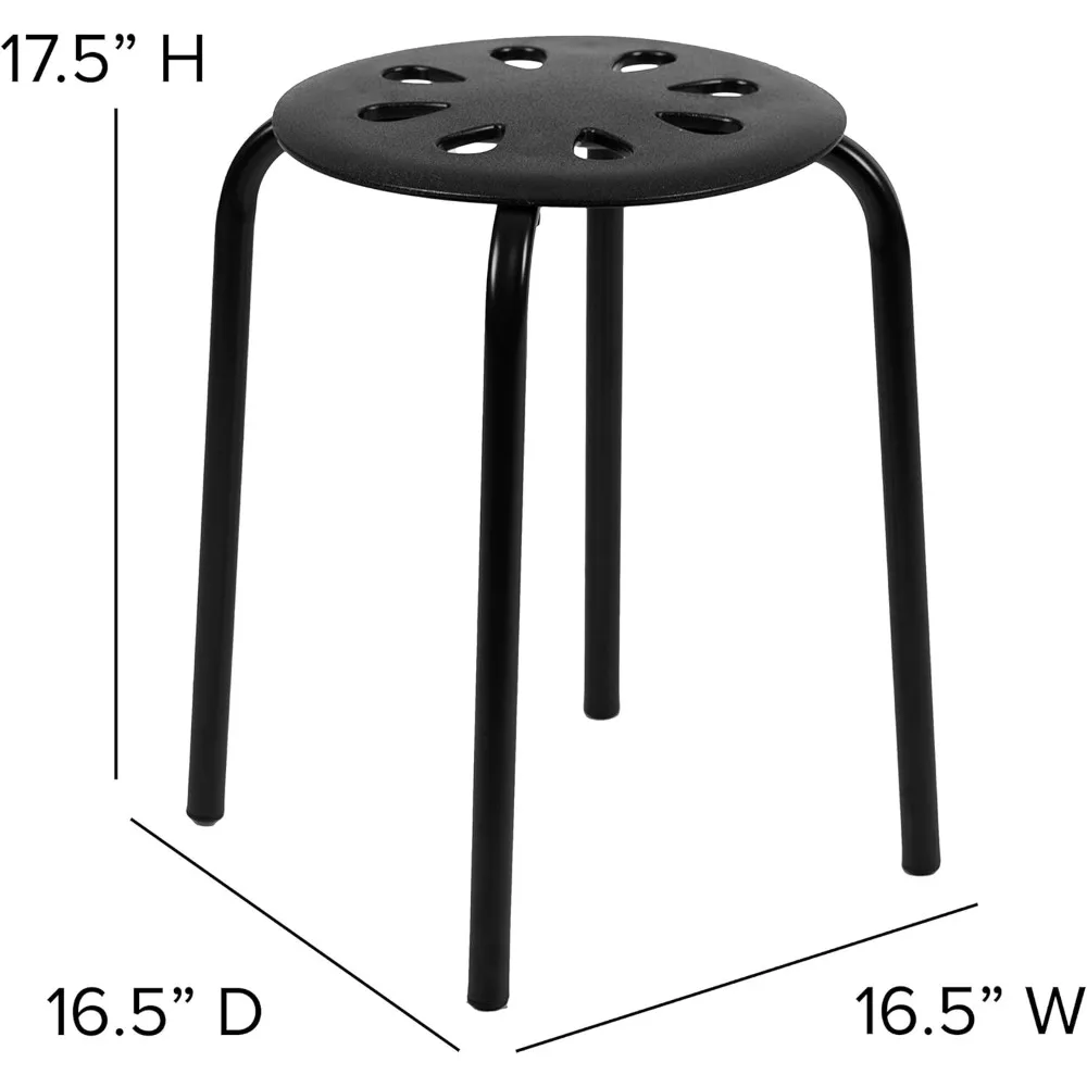 مقاعد بلاستيكية قابلة للتكديس من إيما وأوليفر، مقاس 17.5 بوصة للمدرسة والمكتب والمنزل، طقم من 5 قطع، أسود