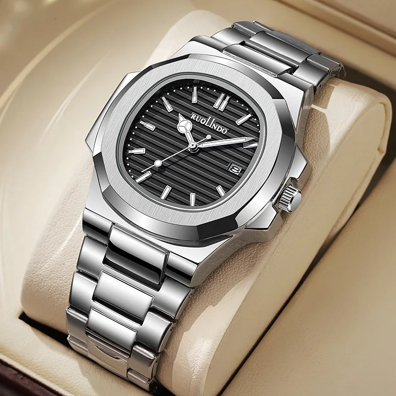 

Роскошные мужские часы из нержавеющей стали, высокое качество, кнопка со скрытой застежкой, водонепроницаемые светящиеся спортивные наручные часы с датой недели