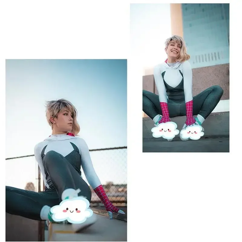 2025 ใหม่ Spidder ชุดคอสเพลย์สําหรับเด็กผู้ใหญ่ Gwen Stacy เครื่องแต่งกาย Zentai Jumpsuit บอดี้สูทเสื้อผ้าฮาโลวีน X155