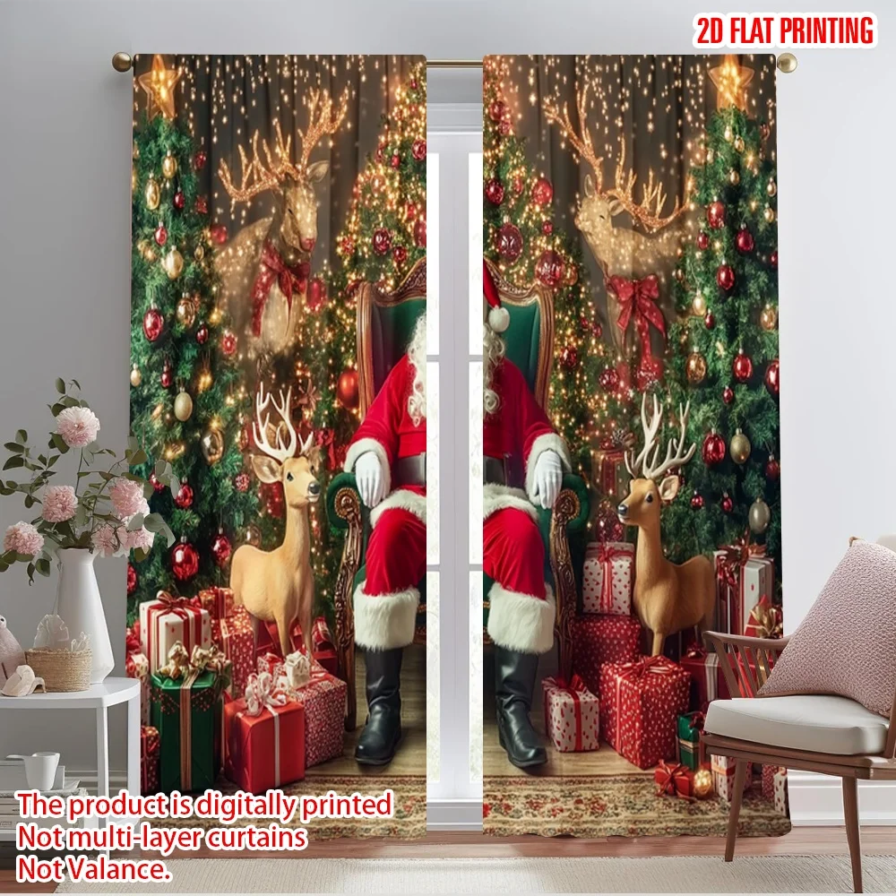 2pcs,2D plane printing Contemporary Curtains Stars and wreaths (3) Polyester Easy Install (without rod) Decorations Outdoor