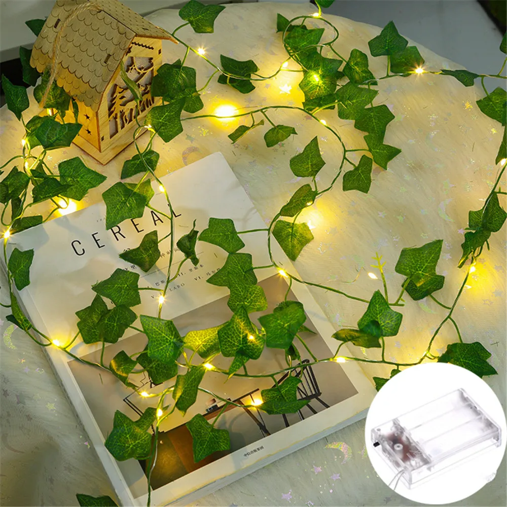 2/5/10M Green Leaf String Lights Artificial Vine Fairy Lights Battery Powered Tree Garland Light for Wedding Home Decor
