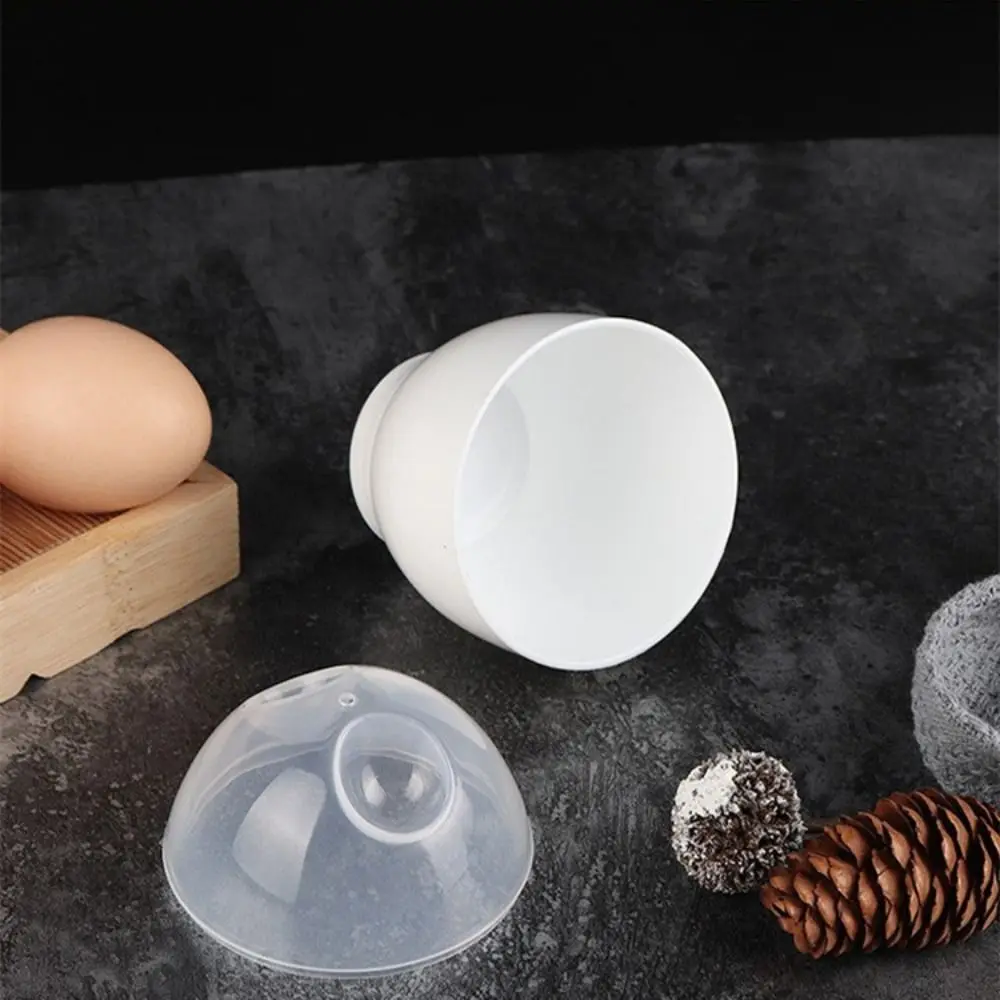 

2pcs Household Visible Lid Steamed Egg Cup Plastic White Microwave Egg Cooker Ergonomics Design Heat Safe Egg Boiler Kids