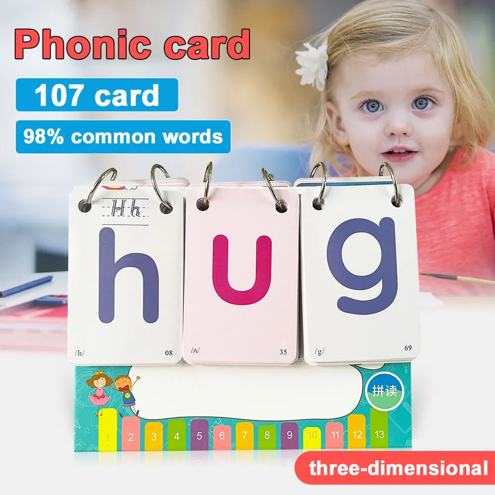 Phonics English Flashcards Spelling Word Desktop Calendar Learn Language Educational Toys For Children Kids Games Gifts 131Pcs