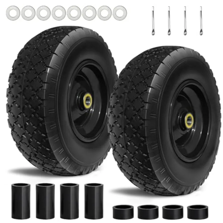 

13" Tire and Wheel Flat Free Replacement Solid Tire and Wheel Assemblies with 5/8" Axle Bore Hole and Double Sealed Bearings 2.