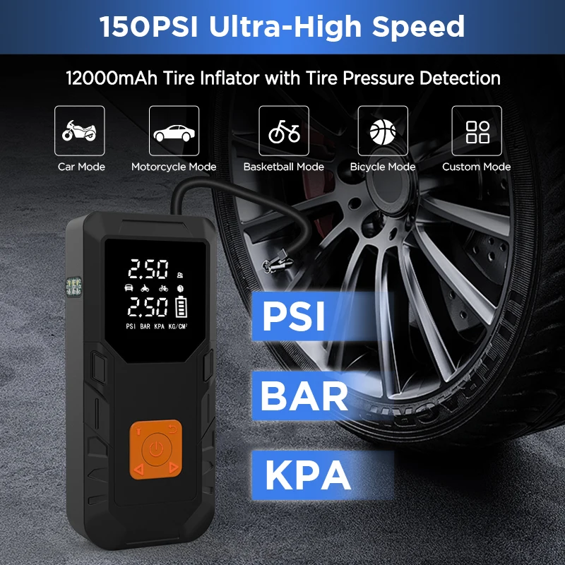 Junsun 450A سيارة الانتقال كاتب 8000mAh قوة البنك ضاغط الهواء المحمول 12 فولت جهاز البدء لبطارية السيارة كاتب الطوارئ #6