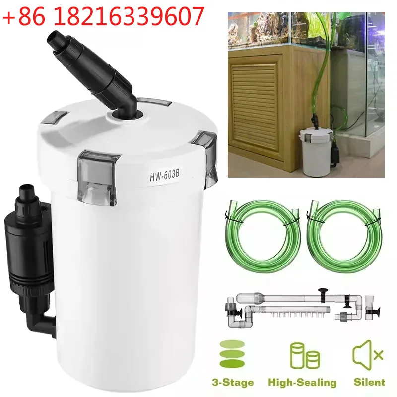 Filtro para Acuario TAO 220V 400L/H, Elemento Filtrante Pre-externo, Purificación de Agua y Eliminación de Algas con Tubo de 1.5m + Agua